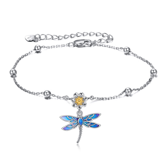 Sterling Silver Dragonfly Single Layer Anklet