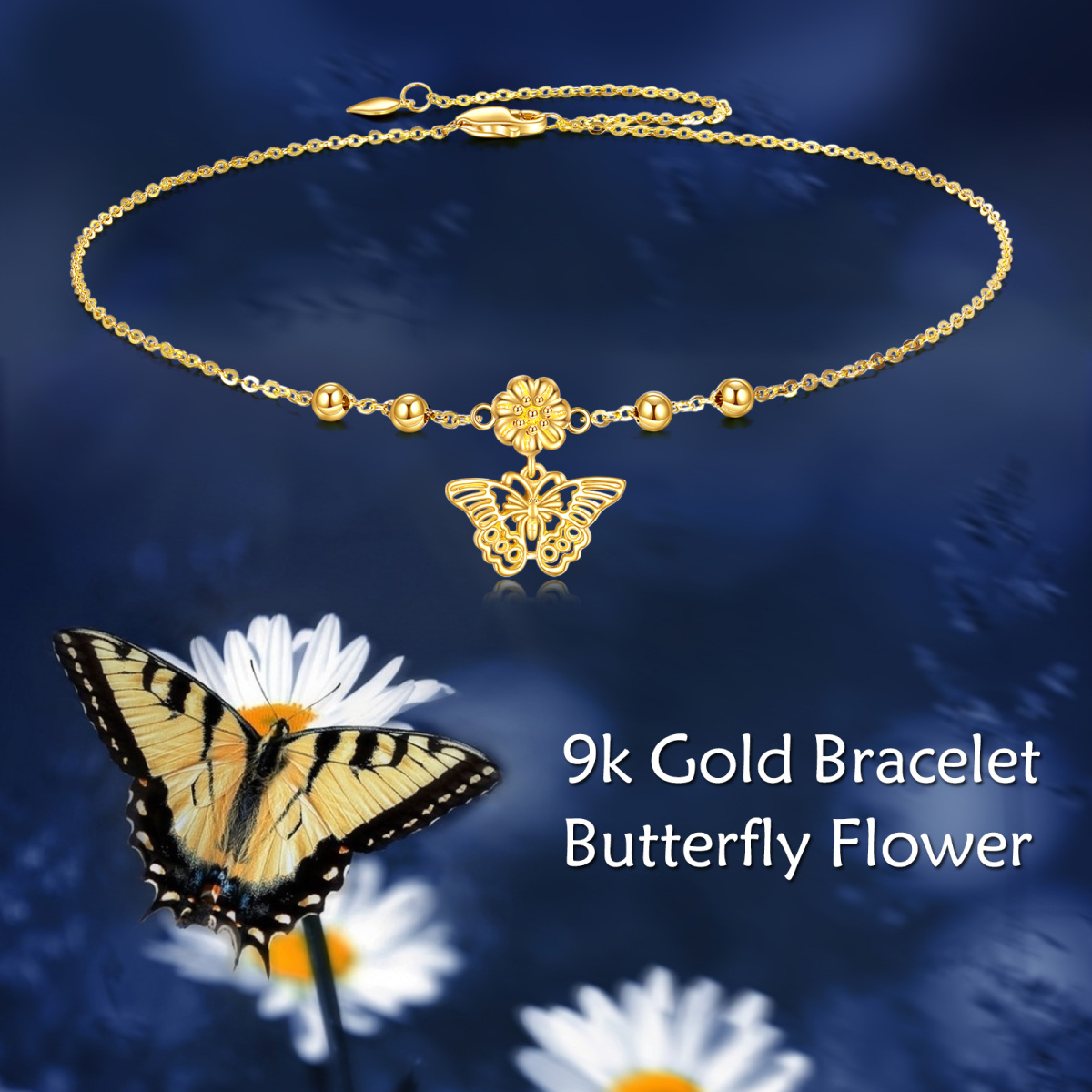 9K Gold Butterfly Single Layer Anklet-7