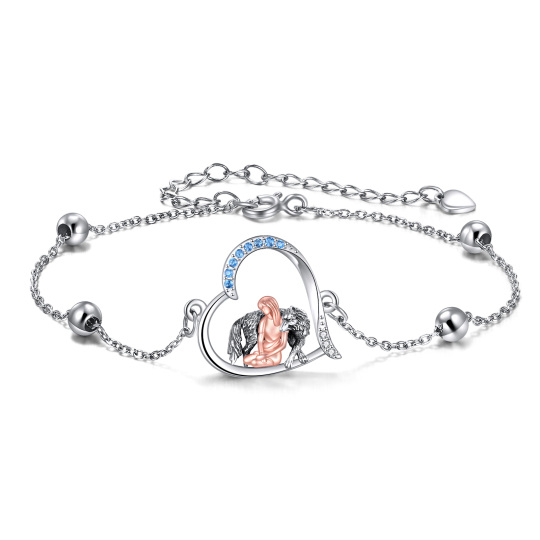 Bracelet chaîne à maillons réglable loup en argent sterling, bijoux cadeaux