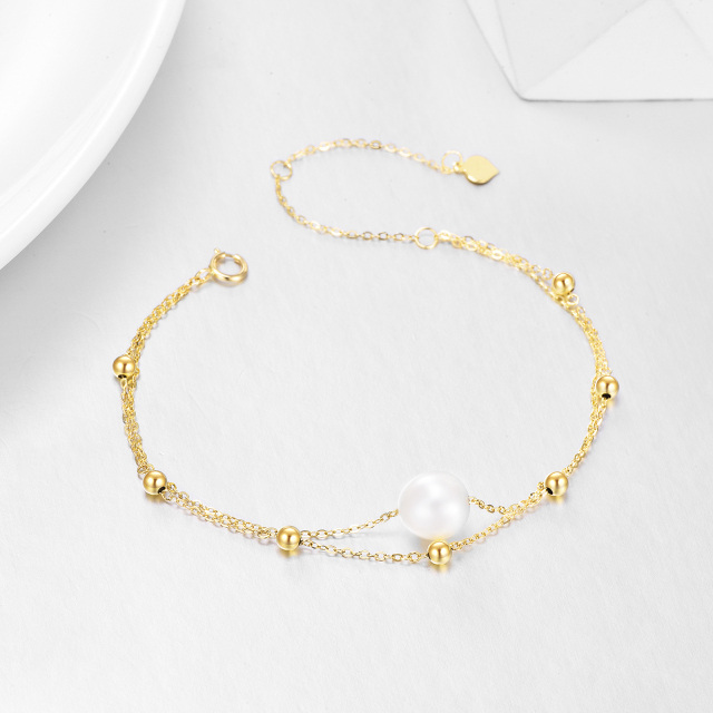 14K Gold Pearl Bead Layerered Bracelet-3