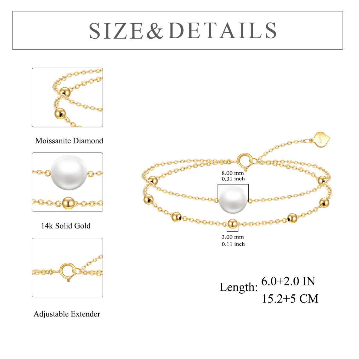 Bracelet en or 14K avec perles en couches-6