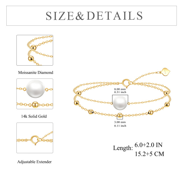 14K Gold Pearl Bead Layerered Bracelet-5