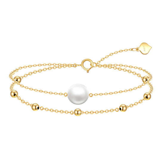 14K Gold Pearl Bead Layerered Bracelet