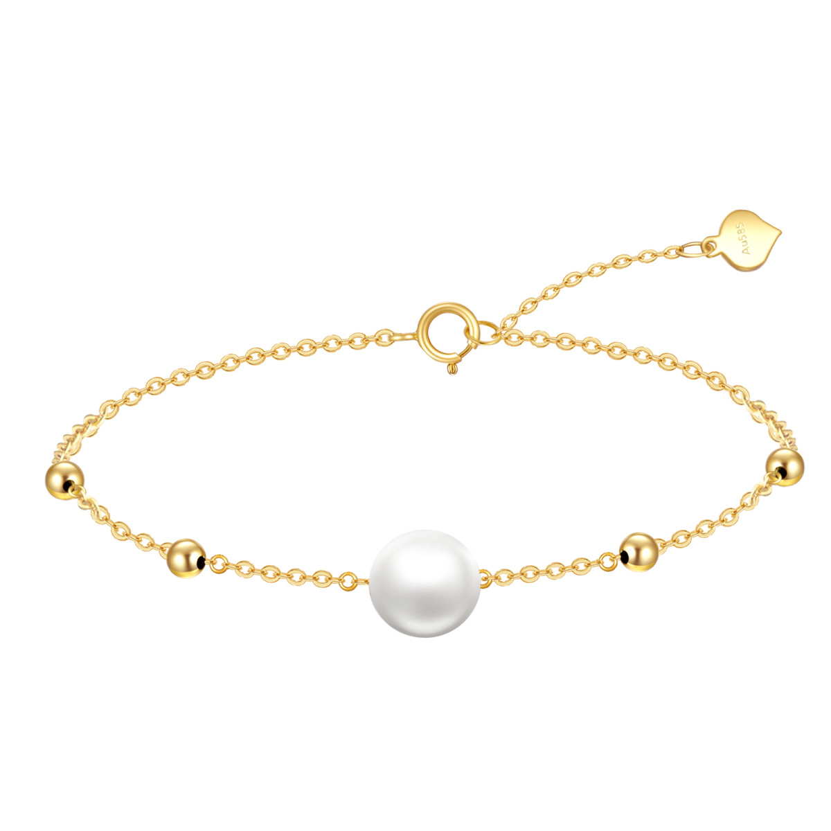 Bracelet en or 14K avec pendentif en forme de perle circulaire-1