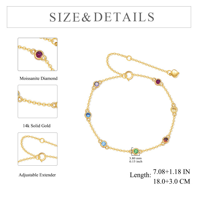 14K Gold Cubic Zirconia Rainbow Pendant Bracelet-5