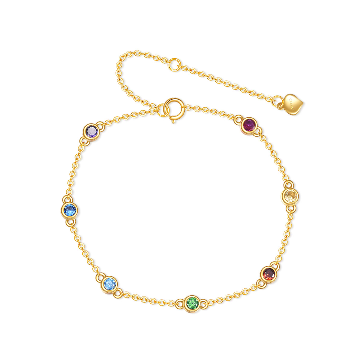 Pulsera Colgante Arco Iris Zirconia Cúbica Oro 14K-1