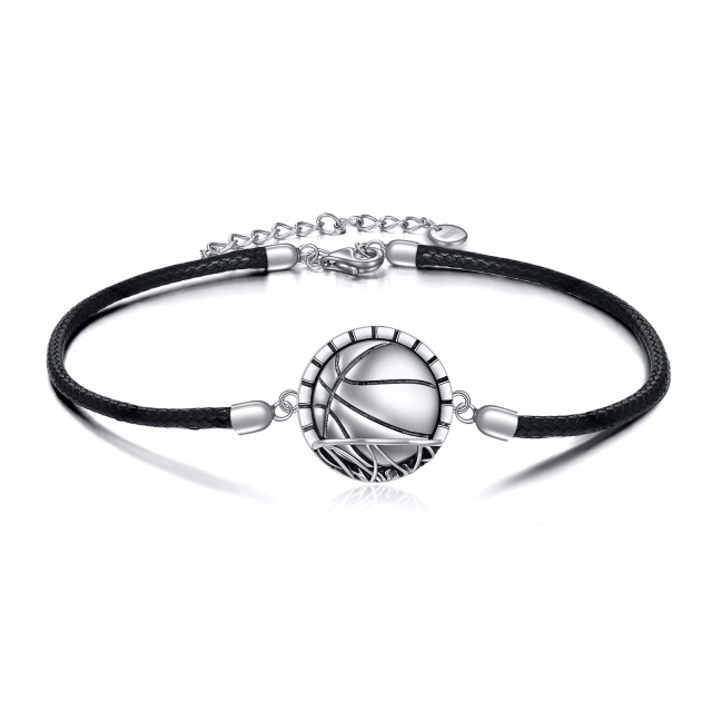 Sterling Silver Basketball Pendant Bracelet-0