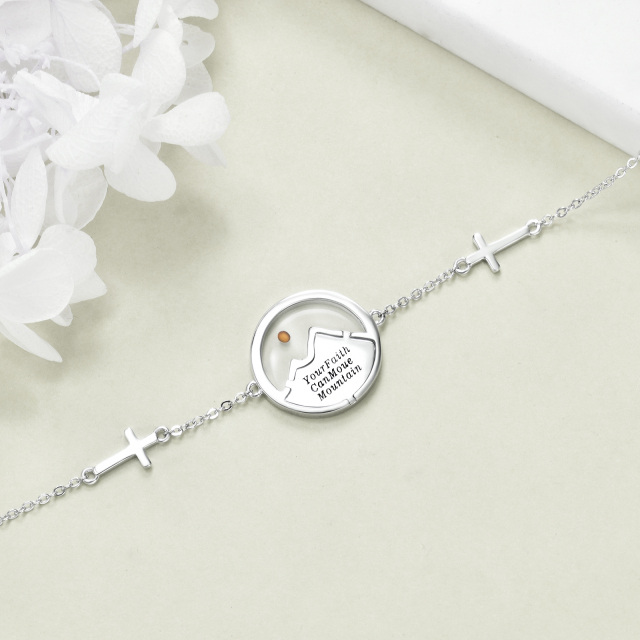 Bracelet en argent sterling avec pendentif Abalone Shellfish Cross & Mountains avec mot gr-4
