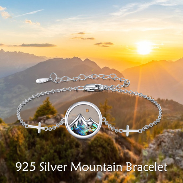 Bracelet en argent sterling avec pendentif Abalone Shellfish Cross & Mountains avec mot gr-2