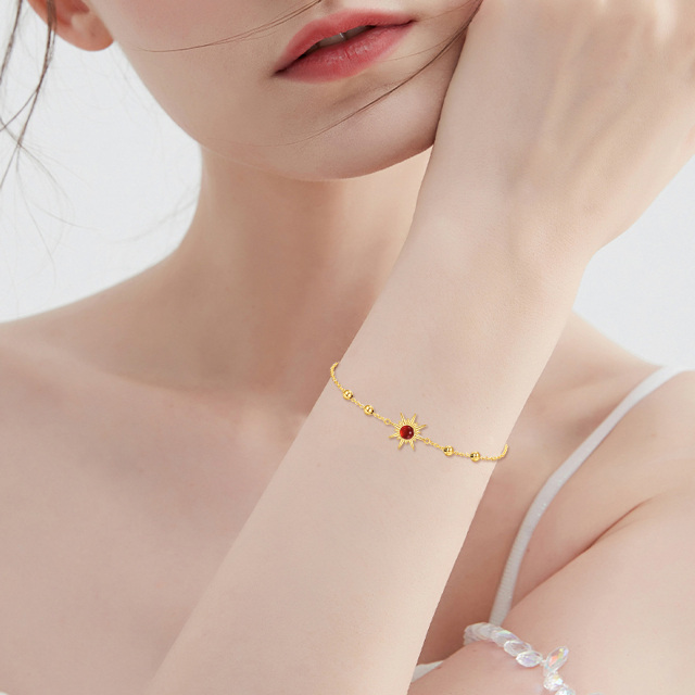 Bracelet de cheville en Agate or 9 carats, étoile à huit branches, breloque réglable à une seule couche, bijoux cadeaux-3