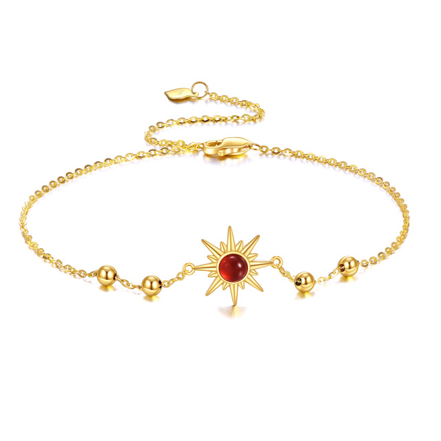 Achtzackiger Stern aus 9-karätigem Gold mit Achat, verstellbar, einlagig, Charm-Fußkettchen, Schmuck, Geschenke-0