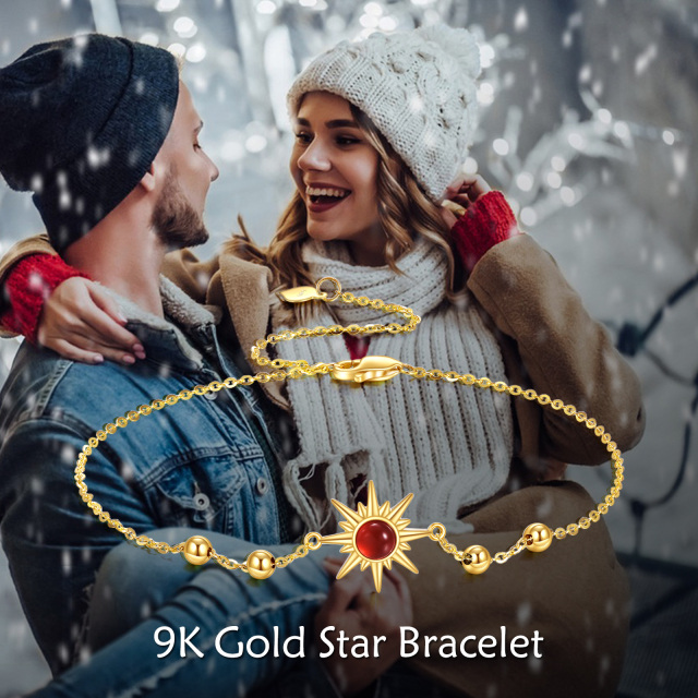 Achtzackiger Stern aus 9-karätigem Gold mit Achat, verstellbar, einlagig, Charm-Fußkettchen, Schmuck, Geschenke-5