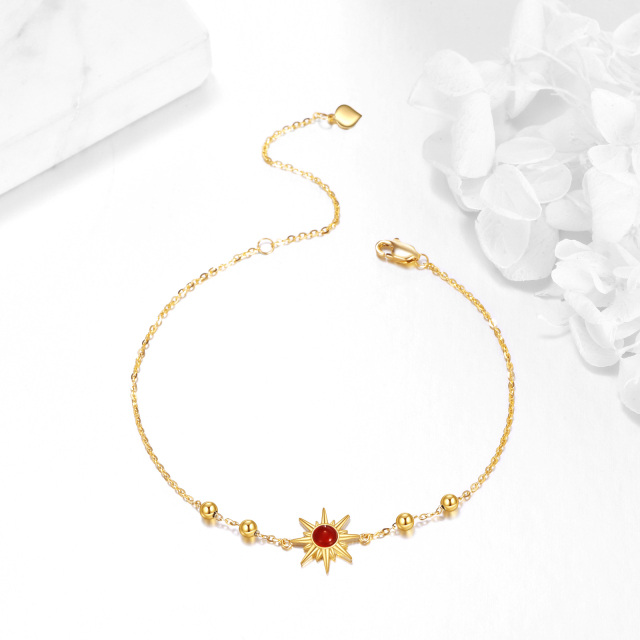 9K Gold Agate Eight-pointed Star Adjustable Single layered Charm Anklet Jewelry Gifts-2