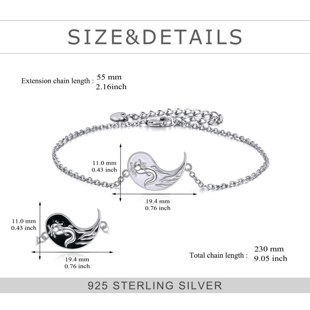 Bracelet pendentif Yin Yang en argent sterling-4