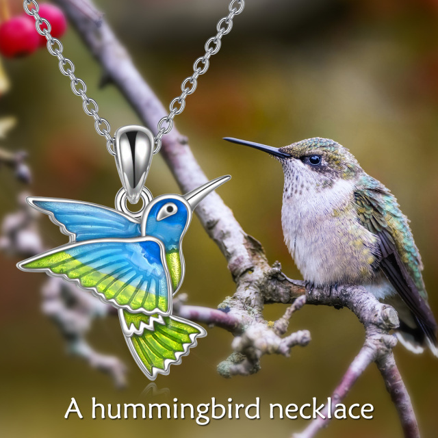 Colar com pingente de colibri em prata esterlina, joias, presentes para mulheres-5