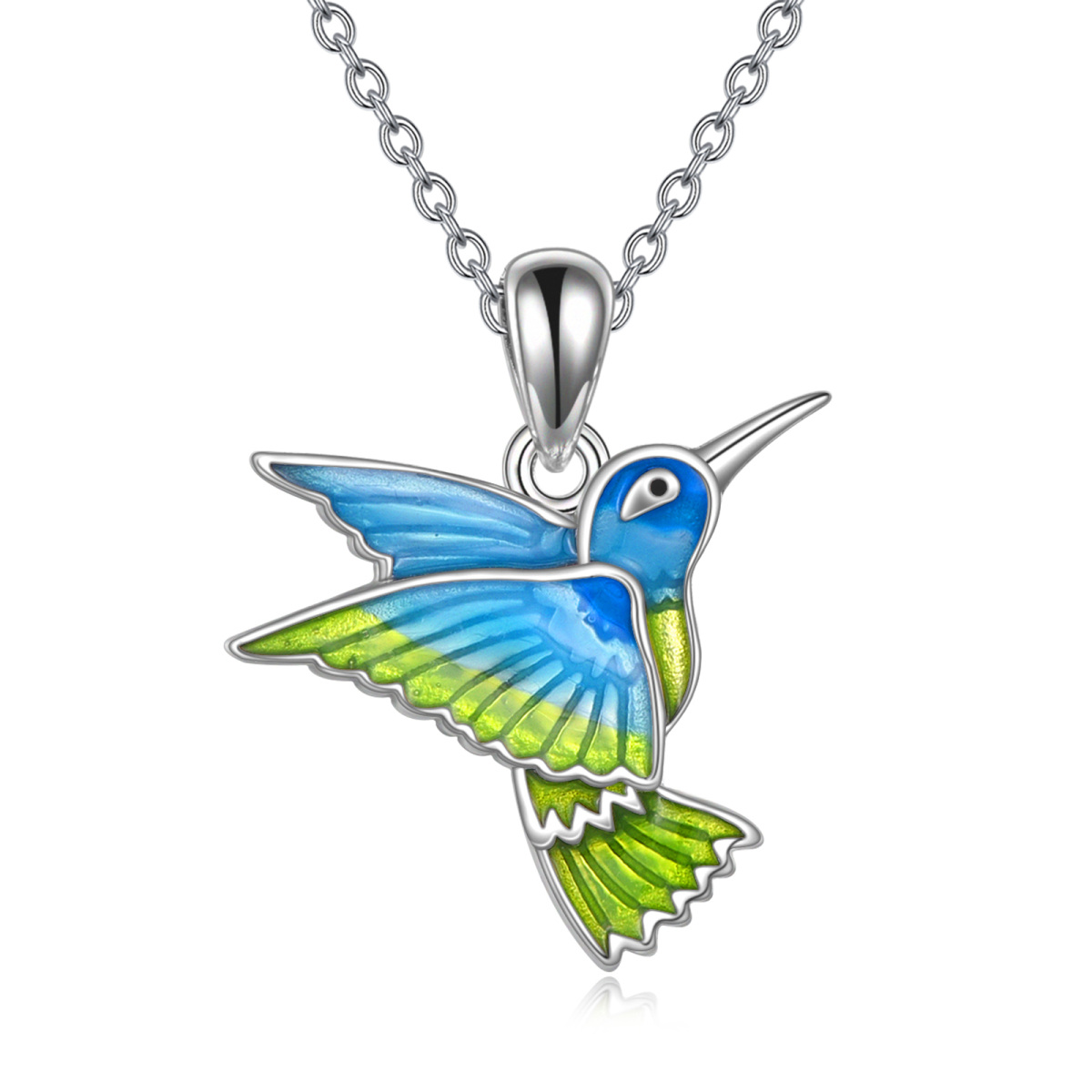 Sterling Silver Hummingbird Pendant Necklace-1