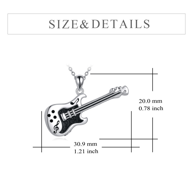 Sterling Silver Guitar Urn Necklace for Ashes with Engraved Word-4