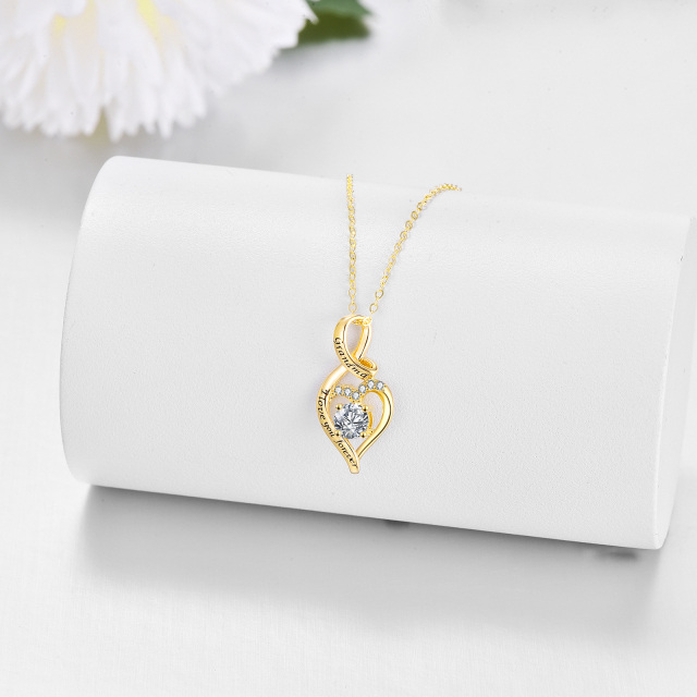 14k ouro zircon coração forma charme pingentes colar jóias presentes diários para a avó-3