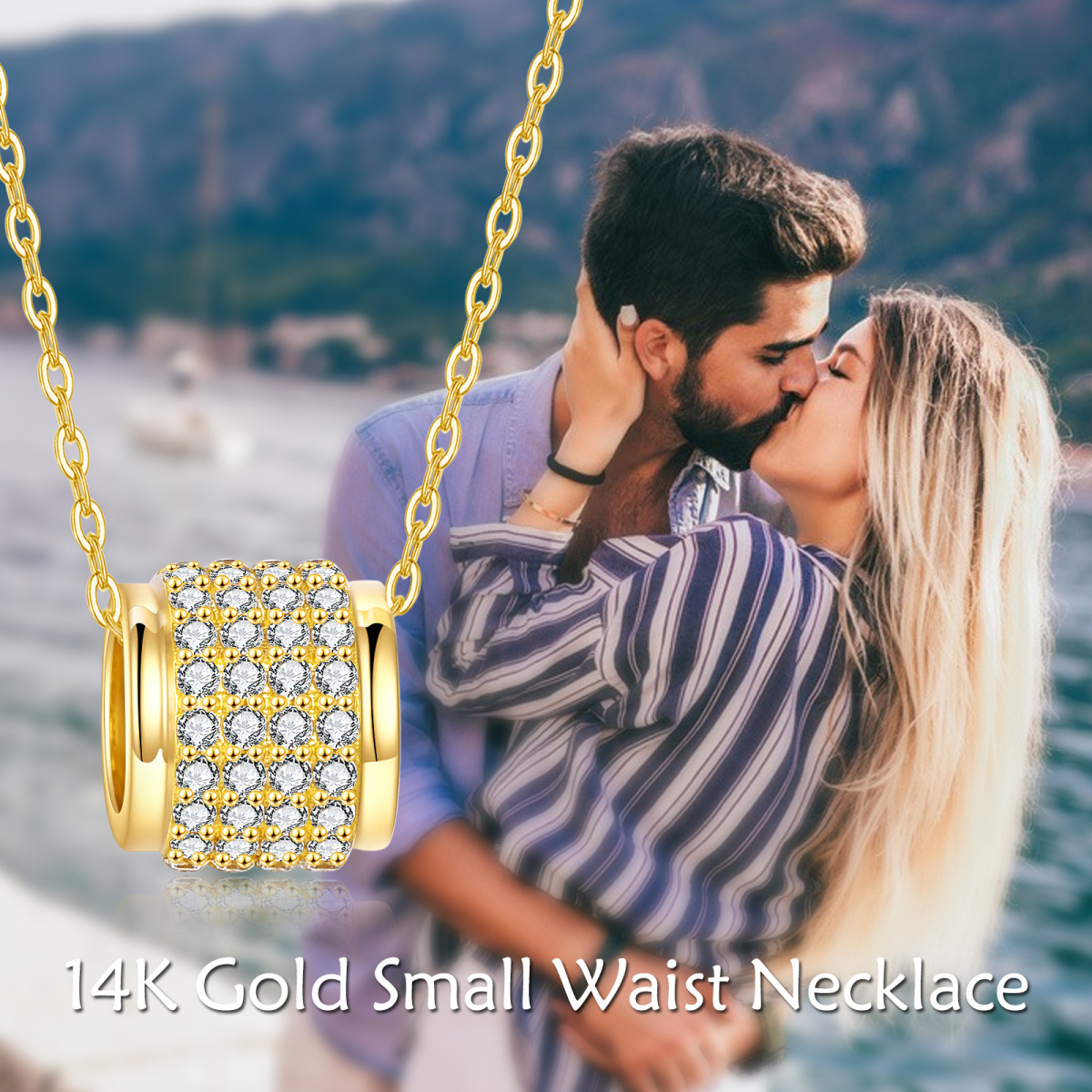 14K Gold Circular Shaped Cubic Zirconia Pendant Necklace-6