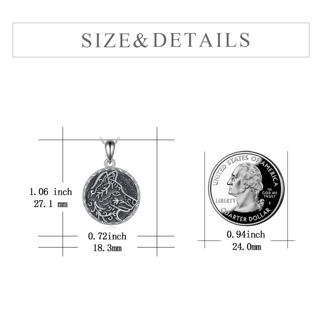 Sterling Silver Wolf Contour Personalized Photo Locket Necklace-4