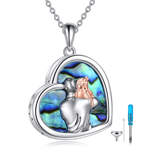 Sterling Silver Abalone Heart Father Urn Necklace for Ashes Cremation Jewelry