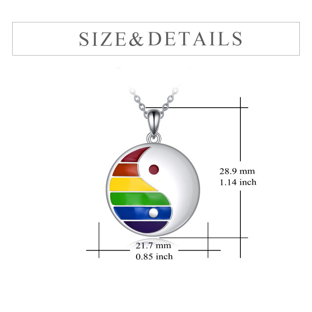 Sterling Silver Rainbow & Round Pendant Necklace-4