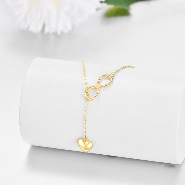 Collier en Y ajustable en or 14K avec symbole du coeur et de l'infini-2