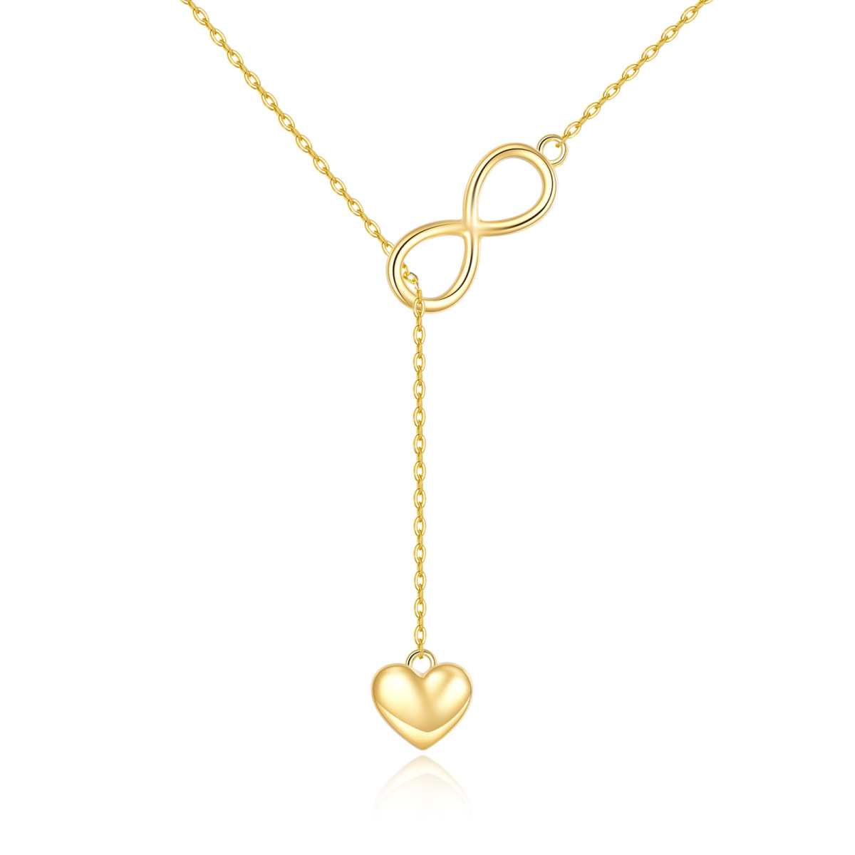 14K Gold Heart & Infinity Symbol Adjustable Y Necklace-1