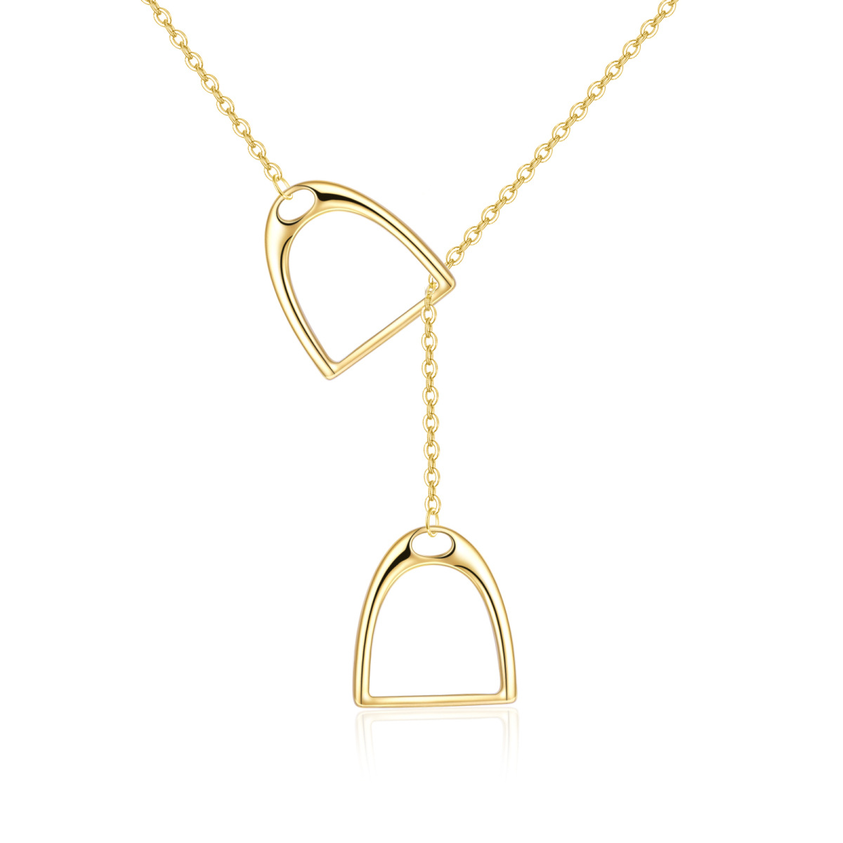 Collar ajustable en forma de Y con herradura de oro de 14 quilates-1