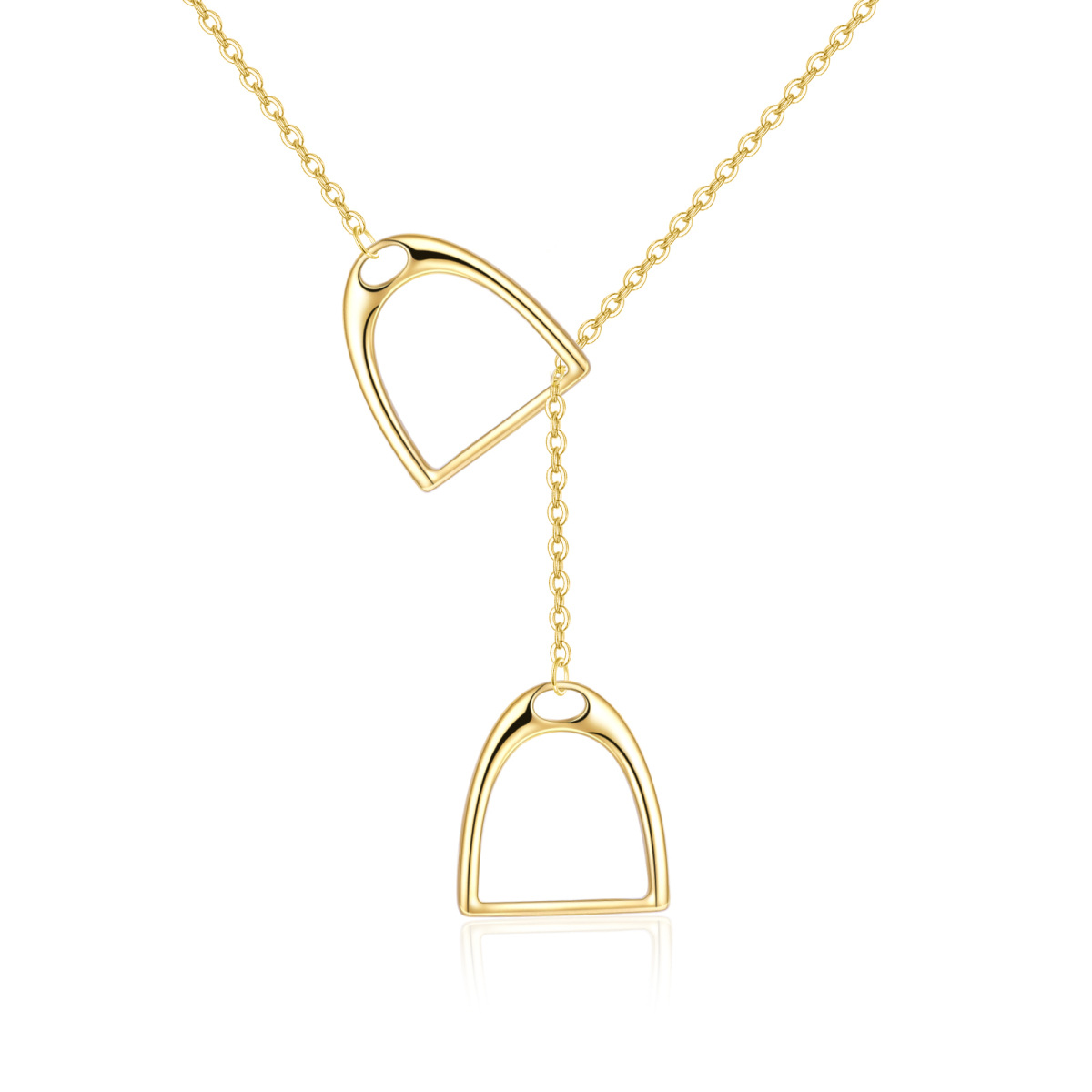 14K Gold Horseshoe Adjustable Y Necklace-1