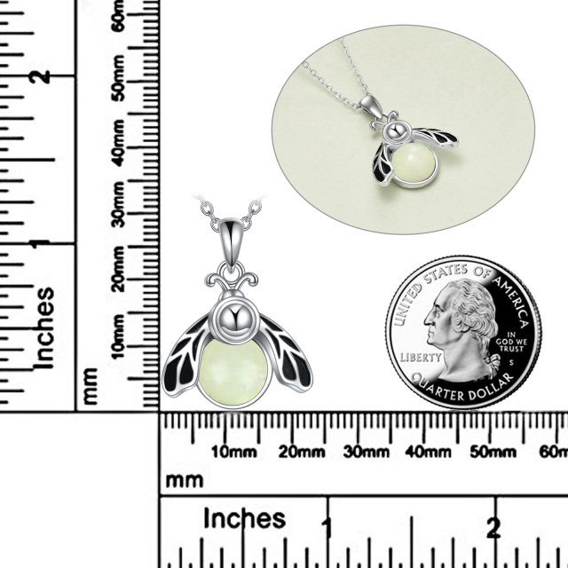 Sterling Silber kreisförmig geformt leuchtende Stein Glühwürmchen Anhänger Halskette-4