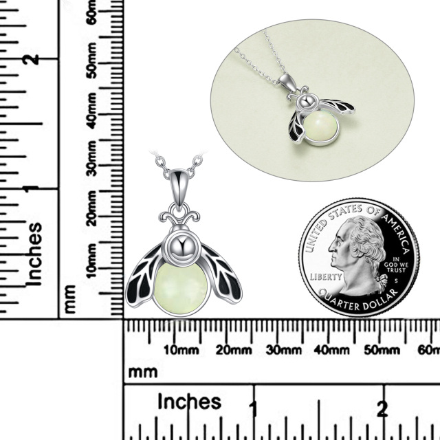 Collier en argent sterling avec pendentif Firefly en pierre lumineuse de forme circulaire-4