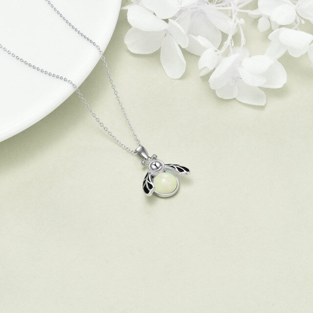 Collier en argent sterling avec pendentif Firefly en pierre lumineuse de forme circulaire-3