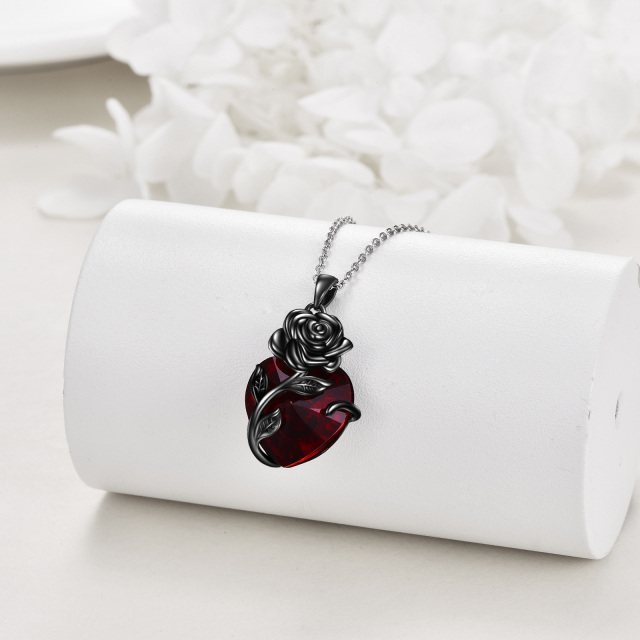 Collier d'urne en argent sterling avec cœur en rhodium noir et cristal rose pour cendres-3