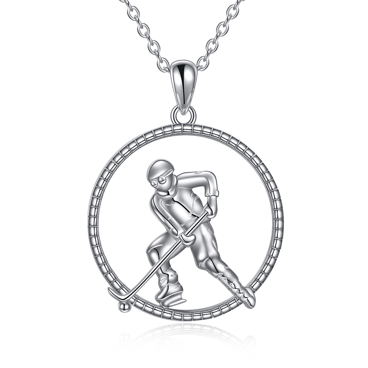 Sterling Silver Hockey Pendant Necklace-1