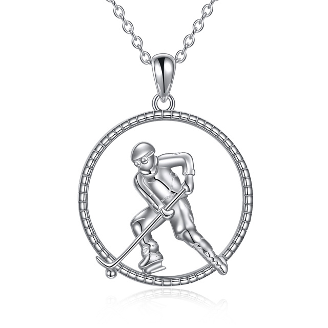 Collana con ciondolo a forma di hockey in argento sterling-1