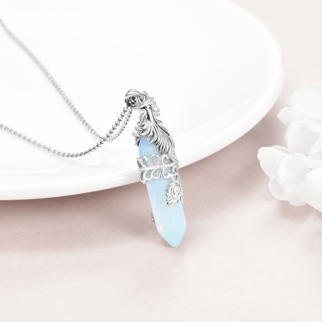 Colar Phoenix Moonstone em prata esterlina para mulheres-3