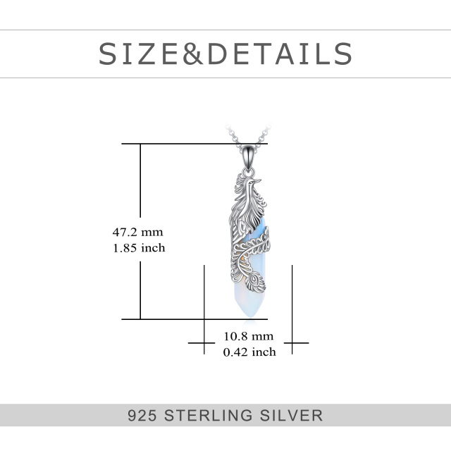 Collar Colgante Fénix de Plata de Ley con Cristal-4