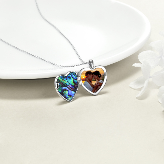 Sterling Silver Two-tone Abalone Shellfish Dragon Personalized Photo Locket Necklace-3