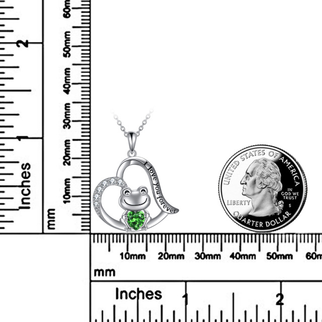 Urnen-Halskette für Asche aus Sterlingsilber mit Zirkonia in Frosch-Herzform und eingraviertem Wort-4