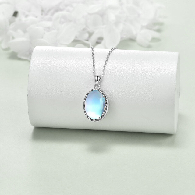 Sterling Silver Oval Moonstone Urn Necklace for Ashes-3