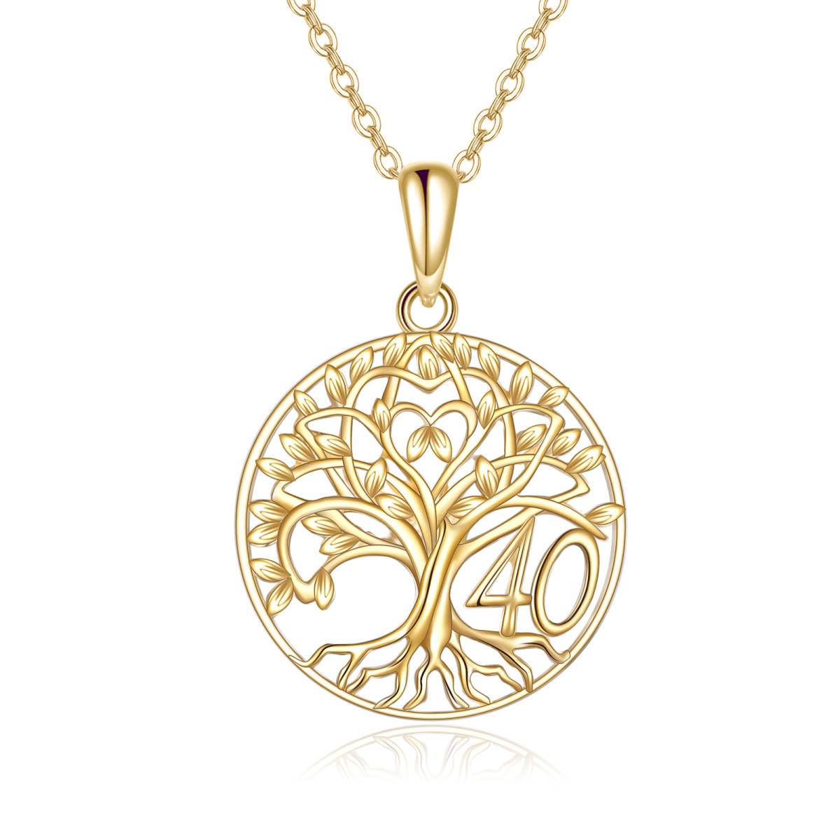 14K Gold Baum des Lebens Anhänger Halskette-1