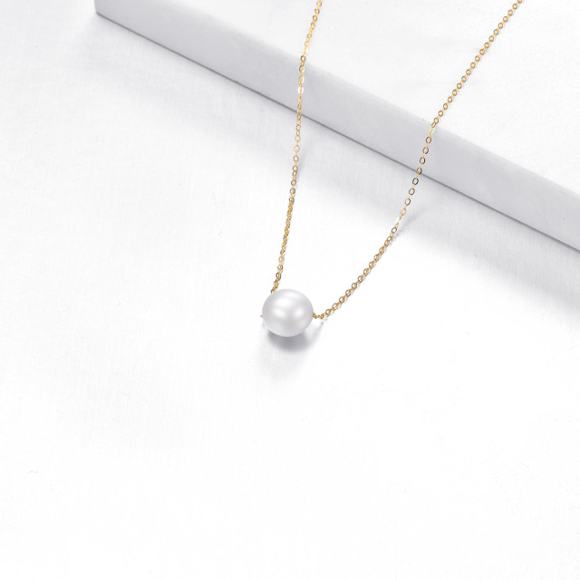 14K Gold Pearl Spherical Pendant Necklace-2