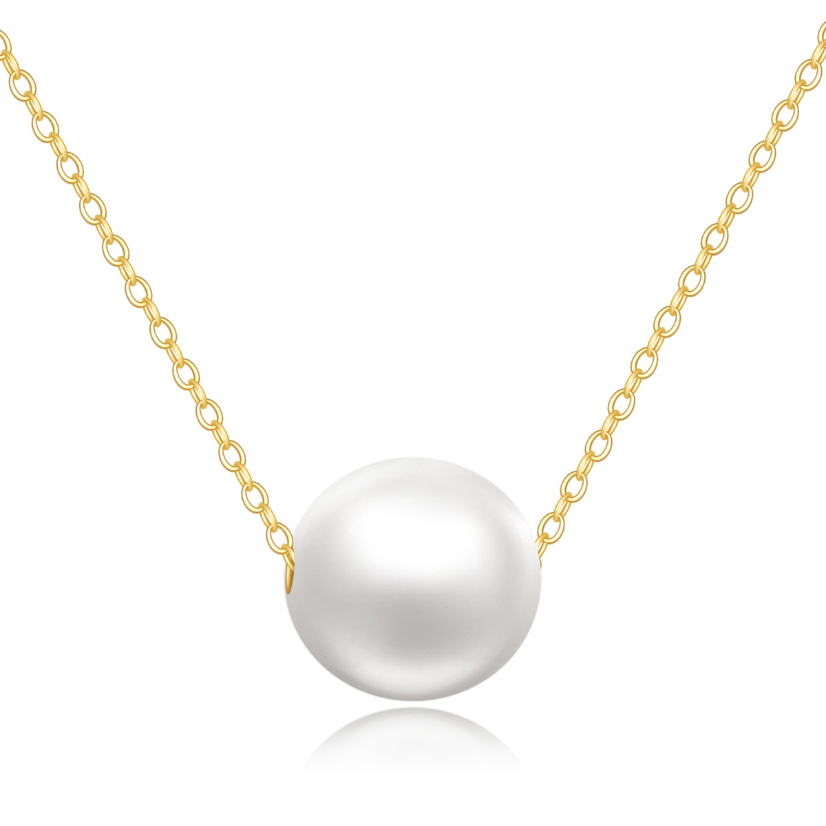 14K Gold Pearl Spherical Pendant Necklace-1