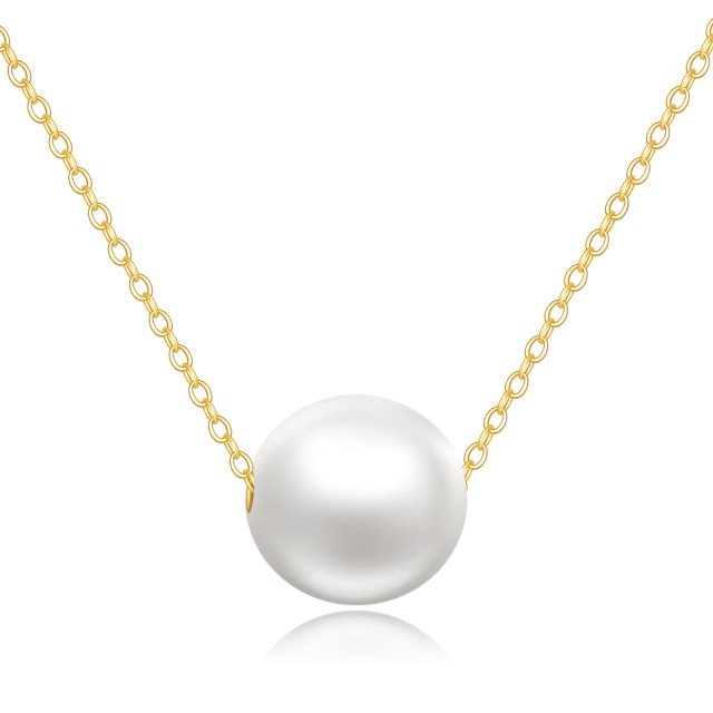 14K Gold Pearl Spherical Pendant Necklace-0