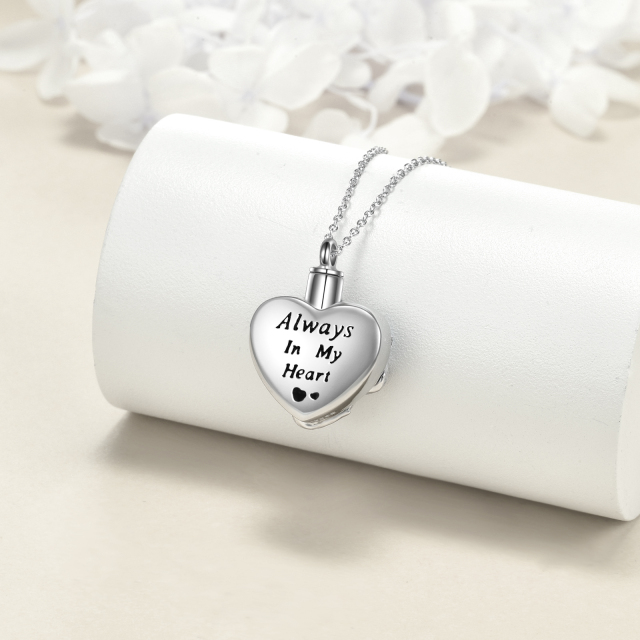 Sterling Silver Two-tone Heart Shaped Crystal Hummingbird & Rose & Heart Urn Necklace for Ashes with Engraved Word-3