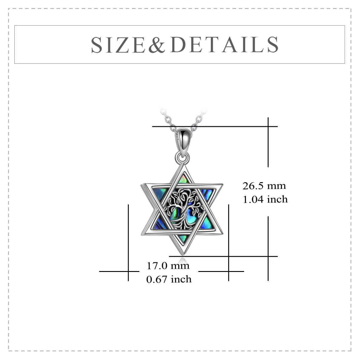 Sterling Silver Abalone Shellfish Tree Of Life & Star Of David Urn Necklace for Ashes-5