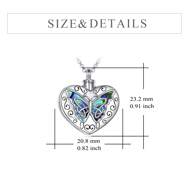 Sterling Silver Abalone Shellfish Butterfly & Heart Urn Necklace for Ashes with Engraved Word-4
