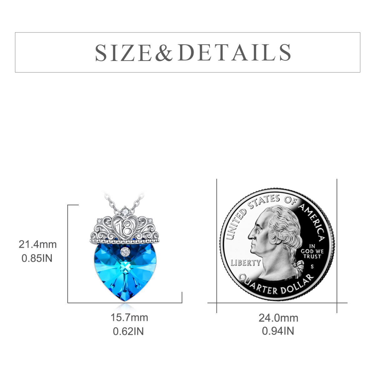 Collier en argent sterling avec couronne en forme de coeur et pendentif en cristal en form-5