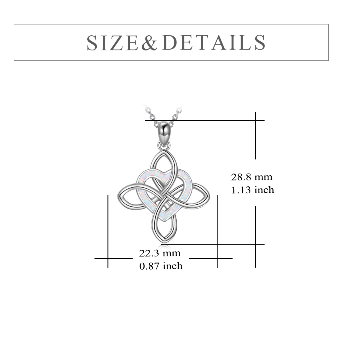 Sterling Silber Opal Keltischer Knoten & Herz Anhänger Halskette-5